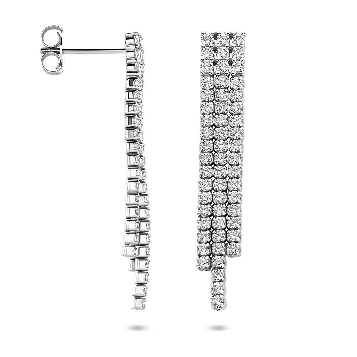 Pendientes de plata de mujer con circonitas – engaste de entorno 36 mm
