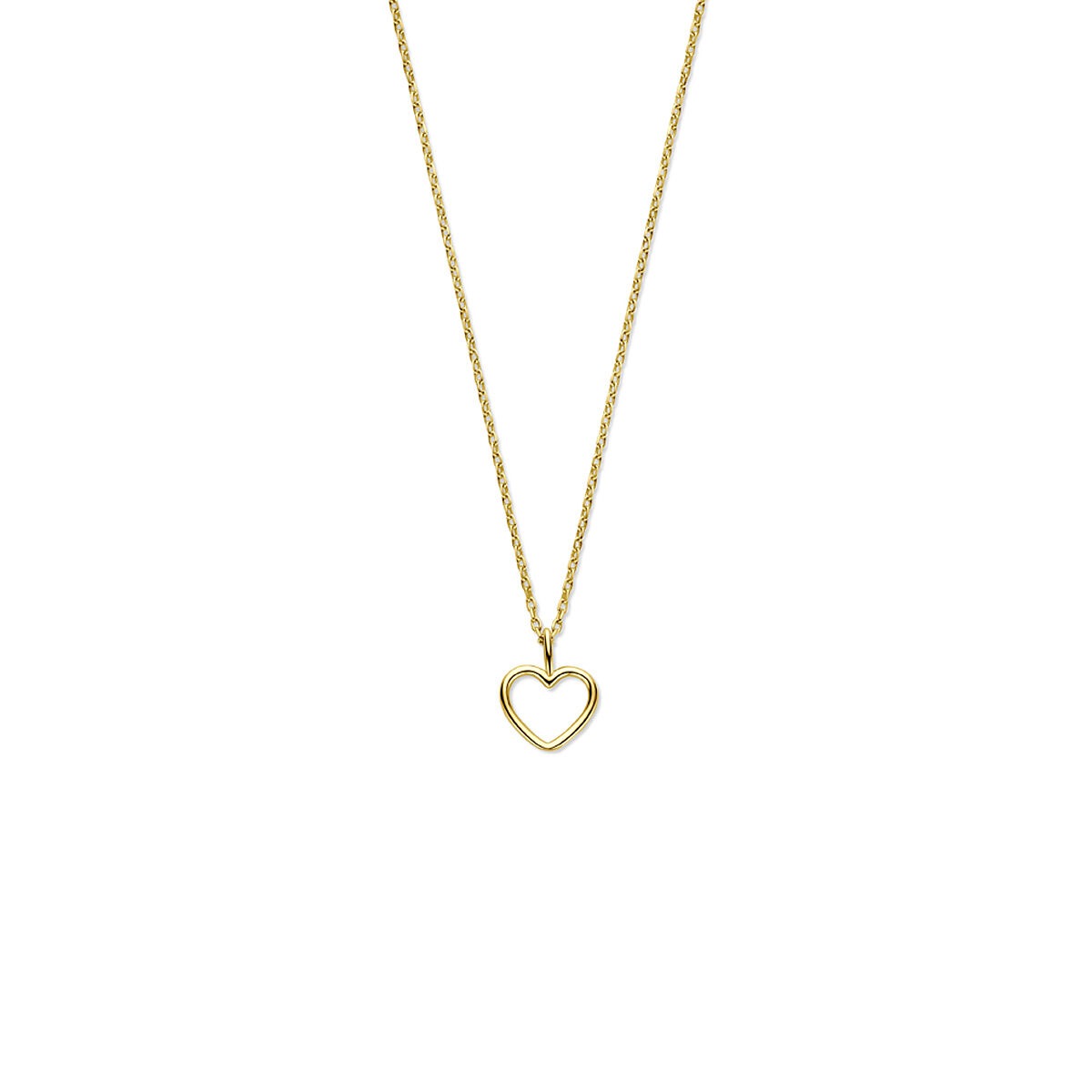 Collar de corazón dorado de 14k con cadena delicada.