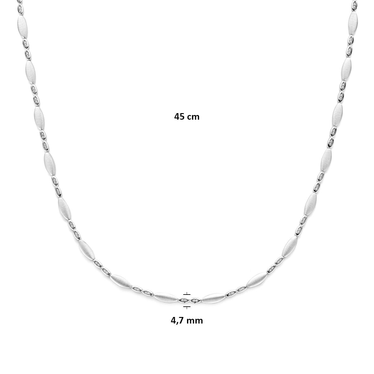 Collar de plata con circonitas de mujer 4,7 mm 45 cm