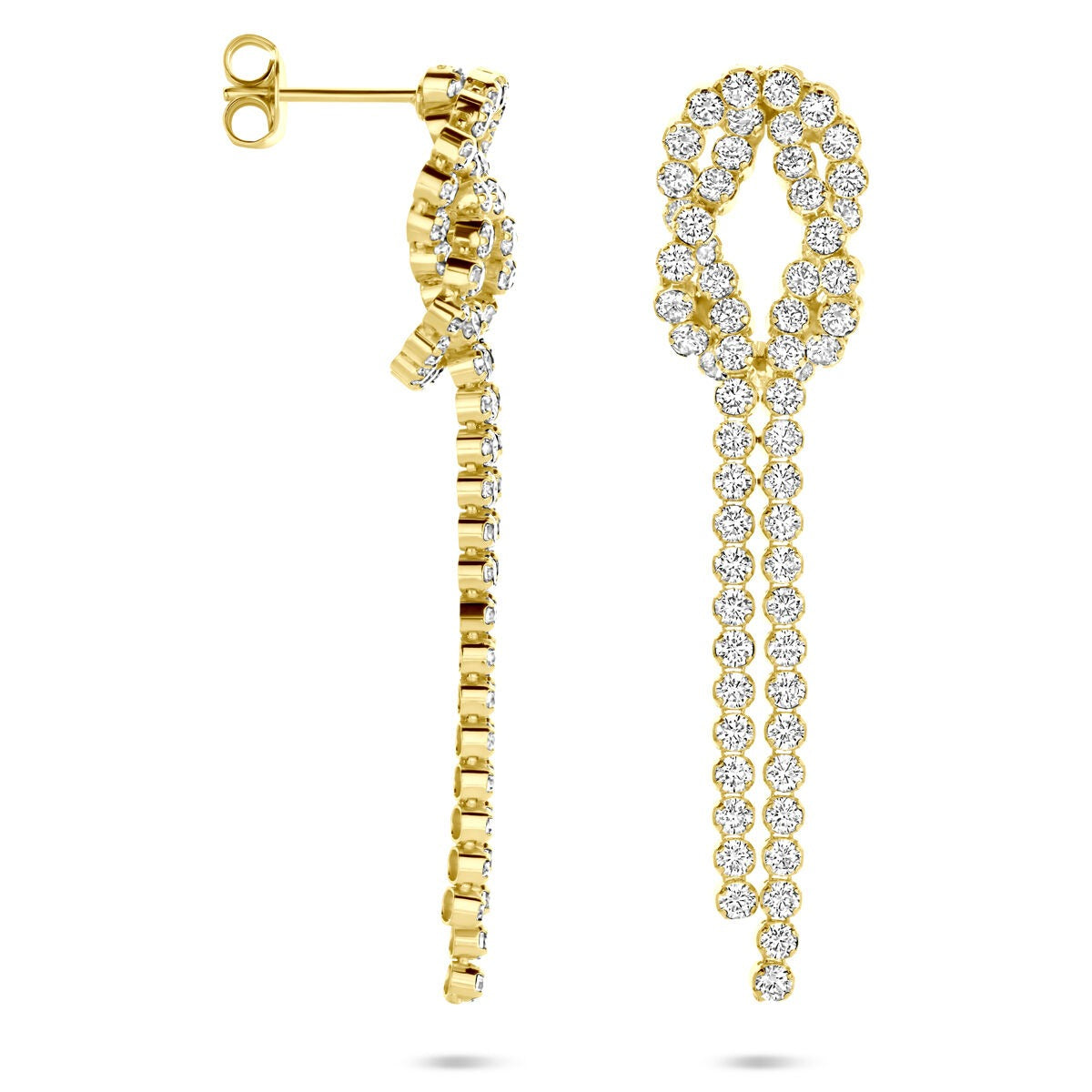 Pendientes de plata chapados en oro con circonitas – 53 mm