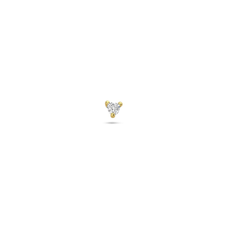 Verguld zilveren flat back piercing hartje met zirkonia – 925 zilver