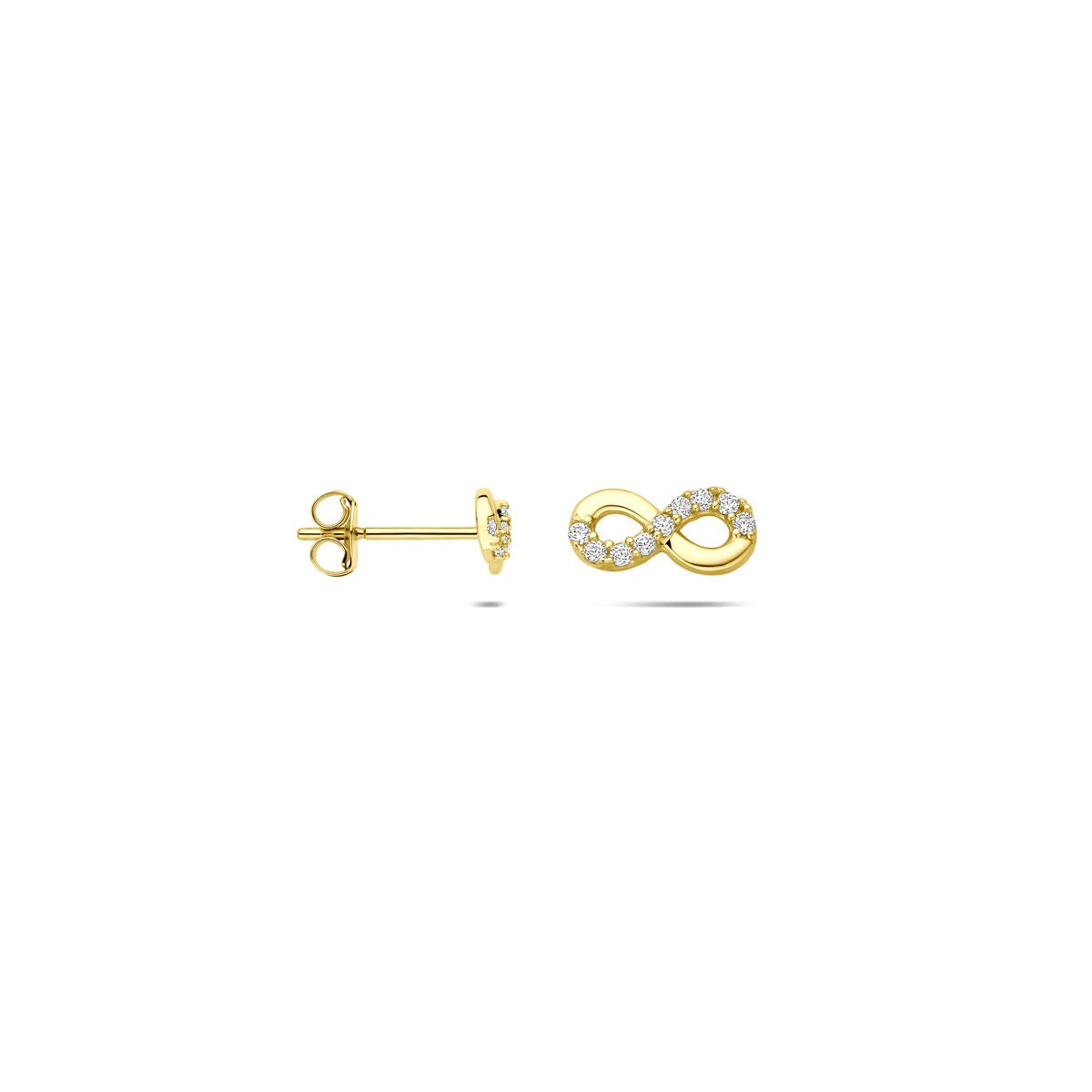 Pendientes de botón de oro con circonitas – 14k