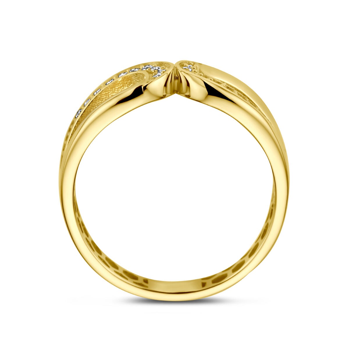 Anillo de oro amarillo de 9k con circonitas