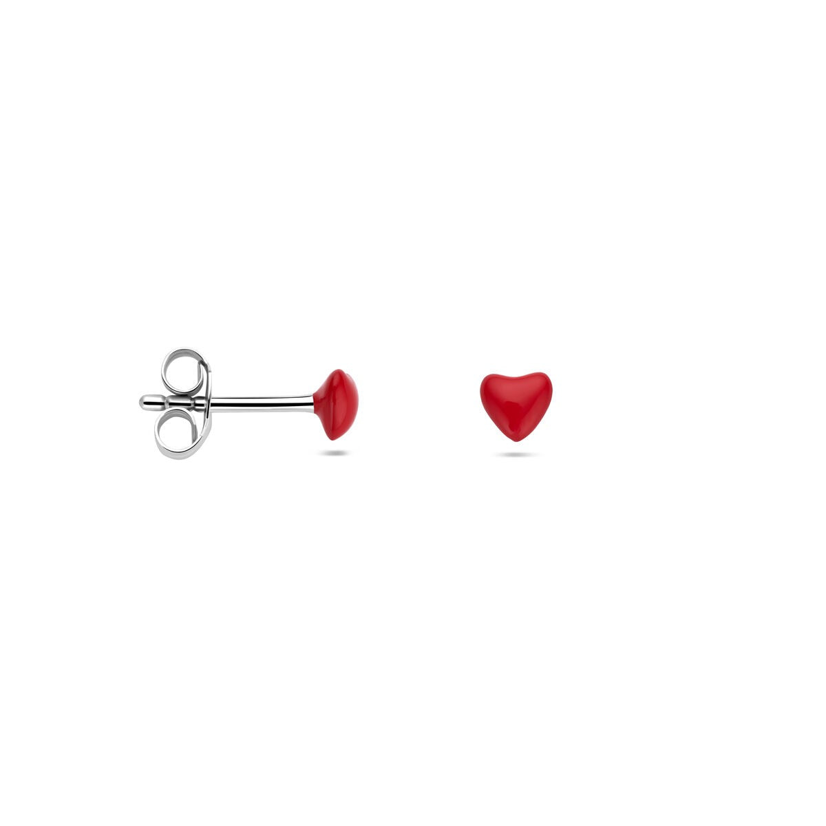 Pendientes infantiles de corazón en plata rodiada 4mm
