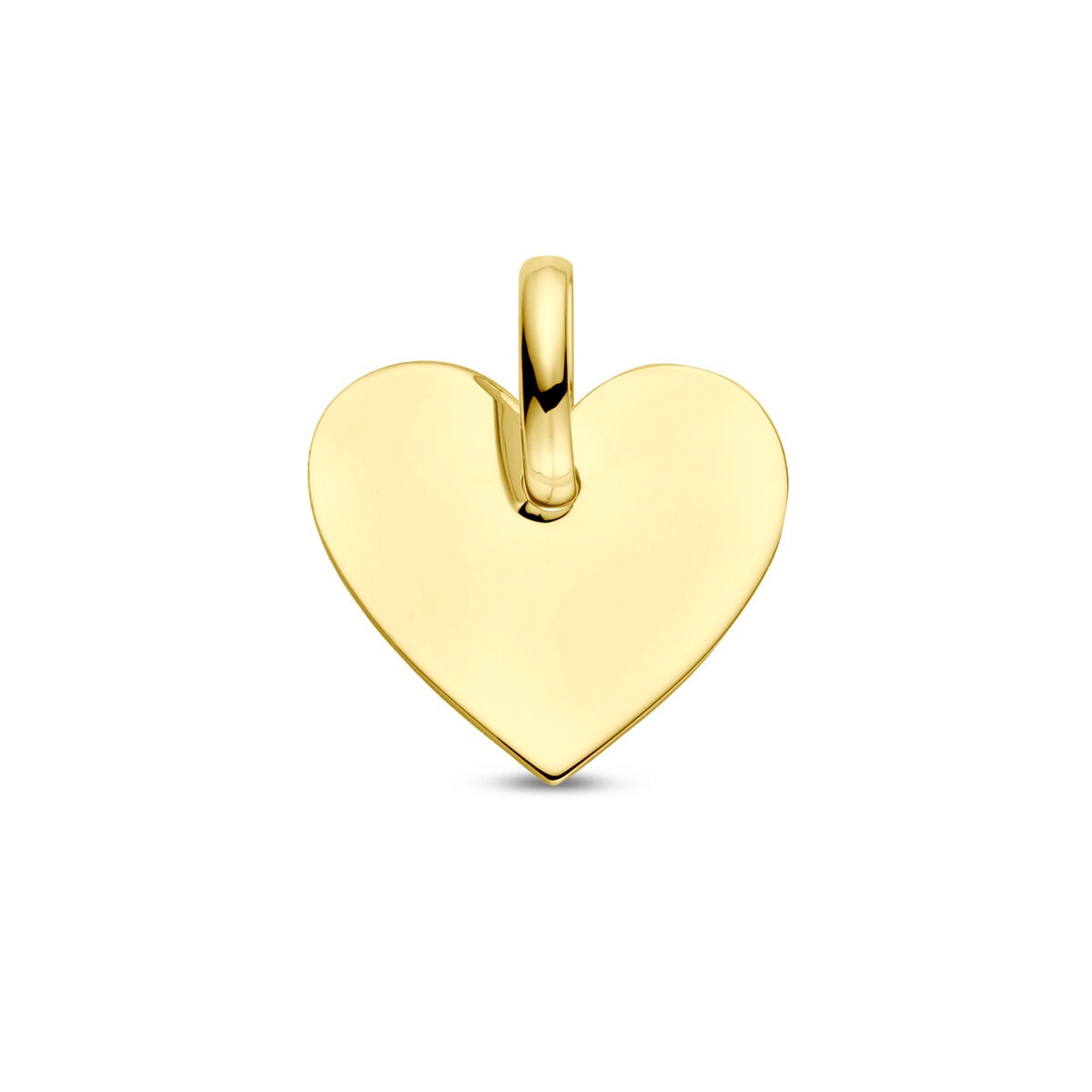 Colgante en forma de corazón en color dorado, acabado pulido y sin grabado.