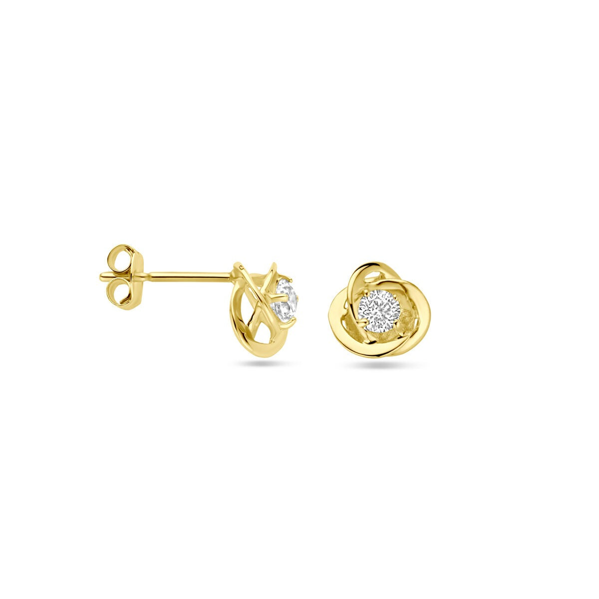 pendientes de botón chapado en oro amarillo con circonitas – 7 mm