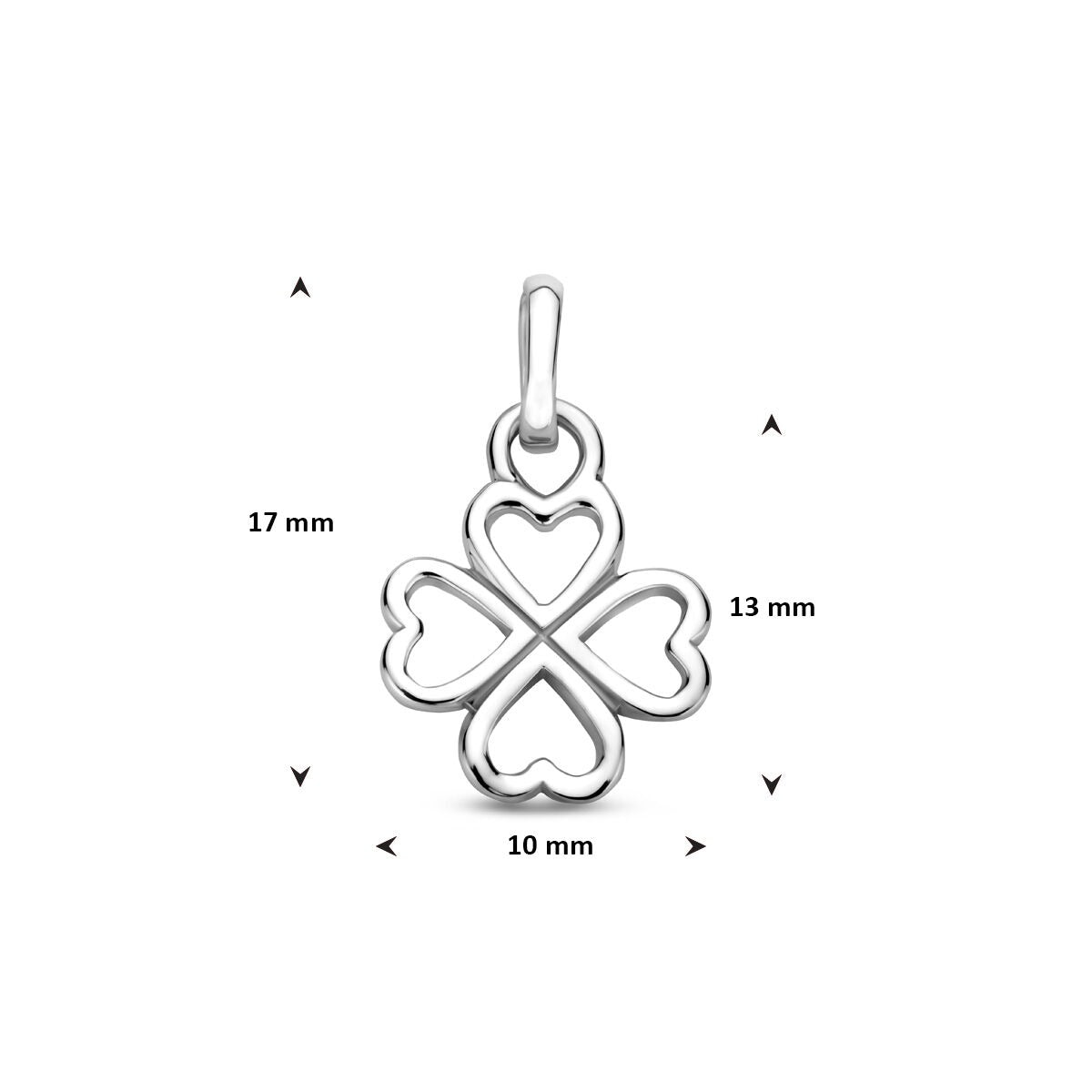Colgante de trébol de plata 925 rodiado – 17 mm