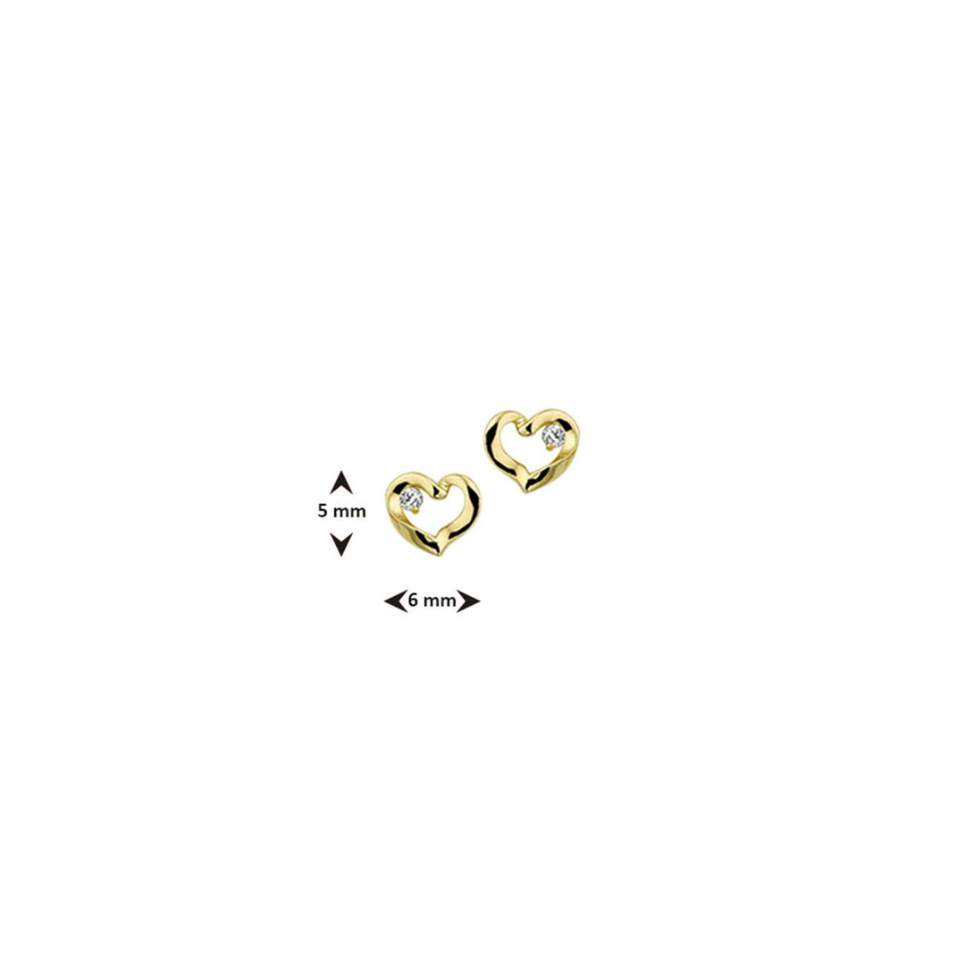 Gouden hart oorknoppen met zirkonia – 14k