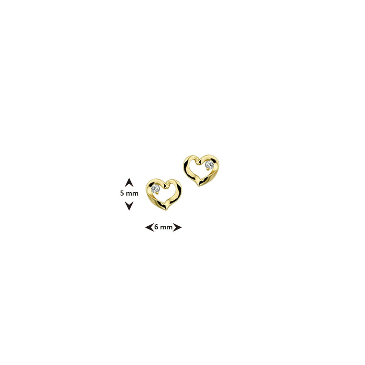Pendientes de corazón de oro con circonitas – 14k
