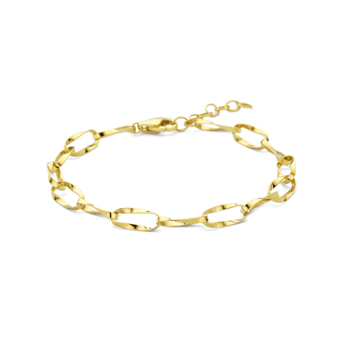 Pulsera de oro amarillo de 14k con eslabones en forma de ancla.