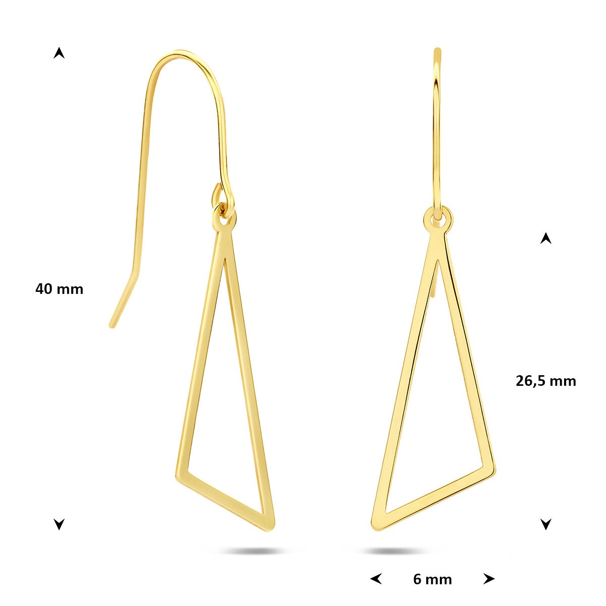 Pendientes de triángulo de oro amarillo de 14k