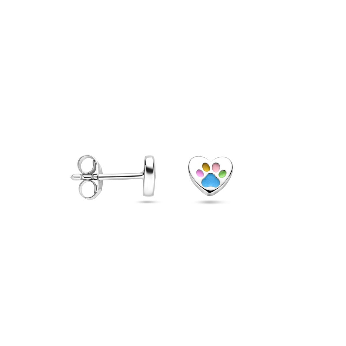 Pendientes infantiles en forma de corazón con huella de perro – Pendientes infantiles