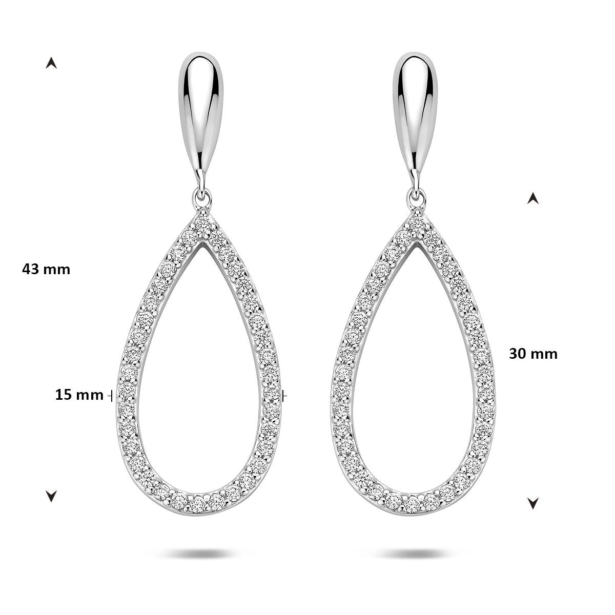 Pendientes de plata con circonitas – plata 925 rodiada 43 mm