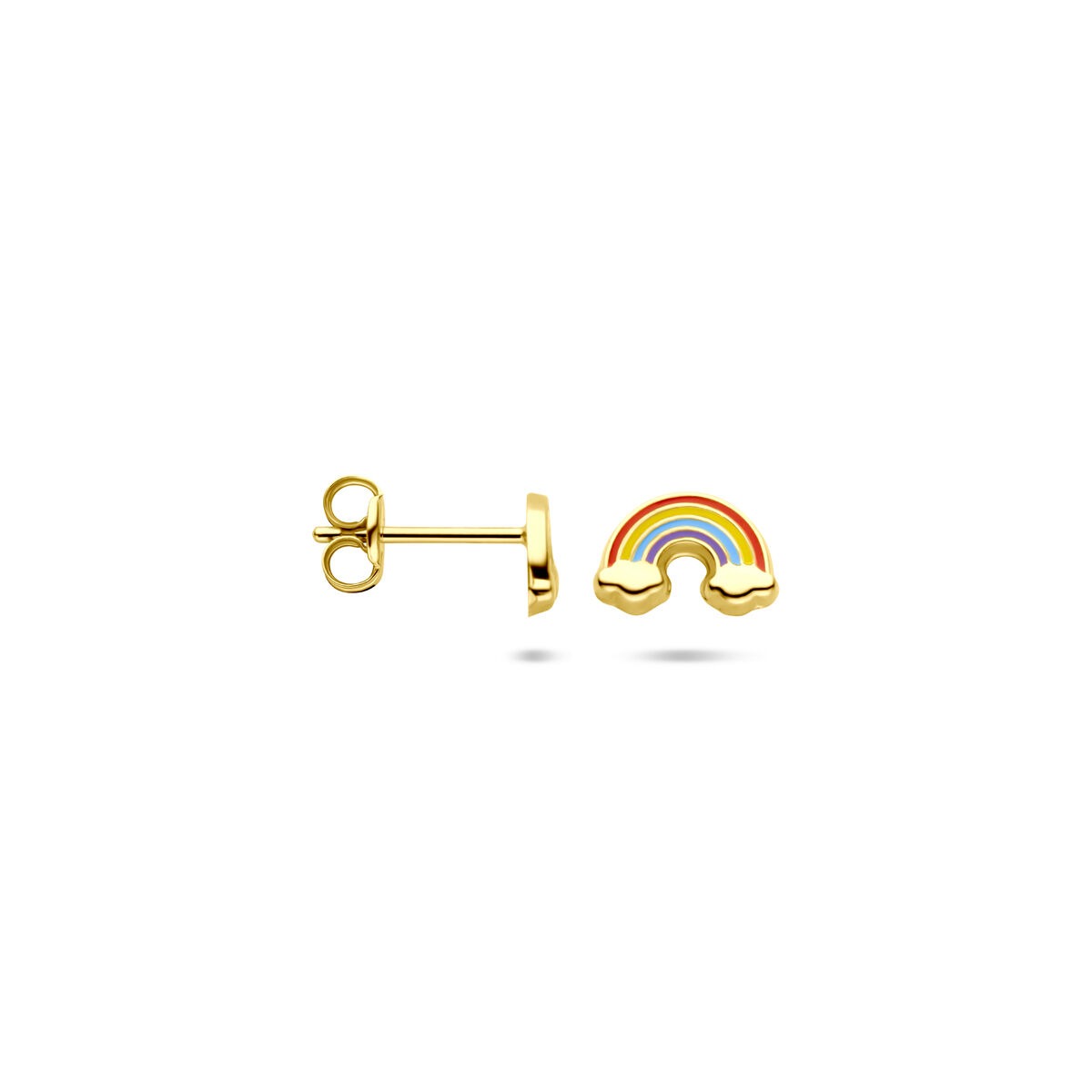 pendientes de botón de oro amarillo arcoíris