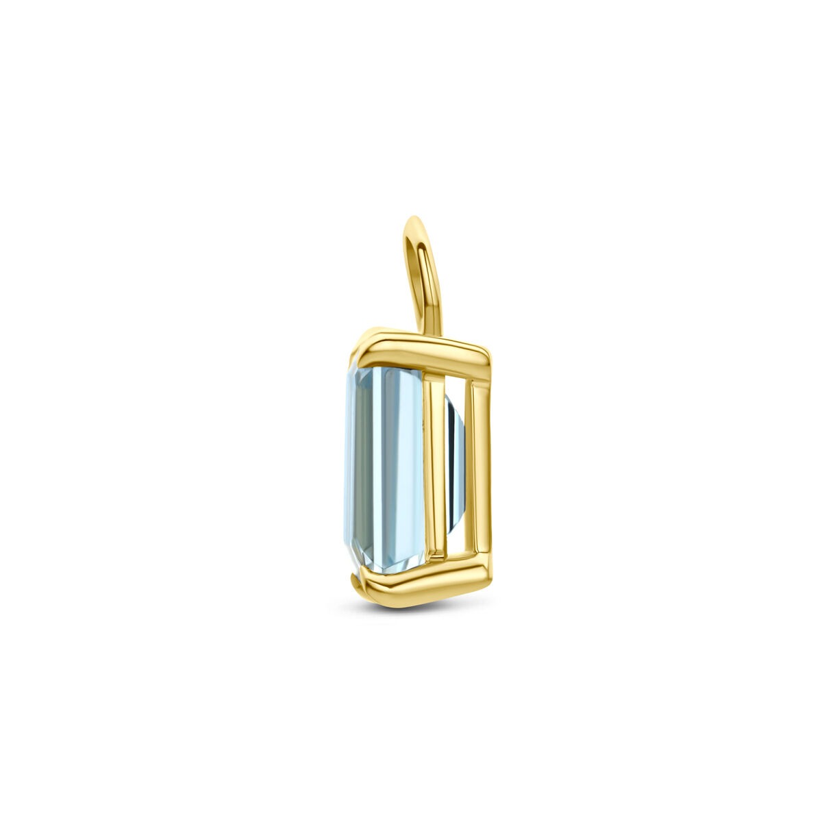 aro colgante de oro amarillo de 14k con topacio azul