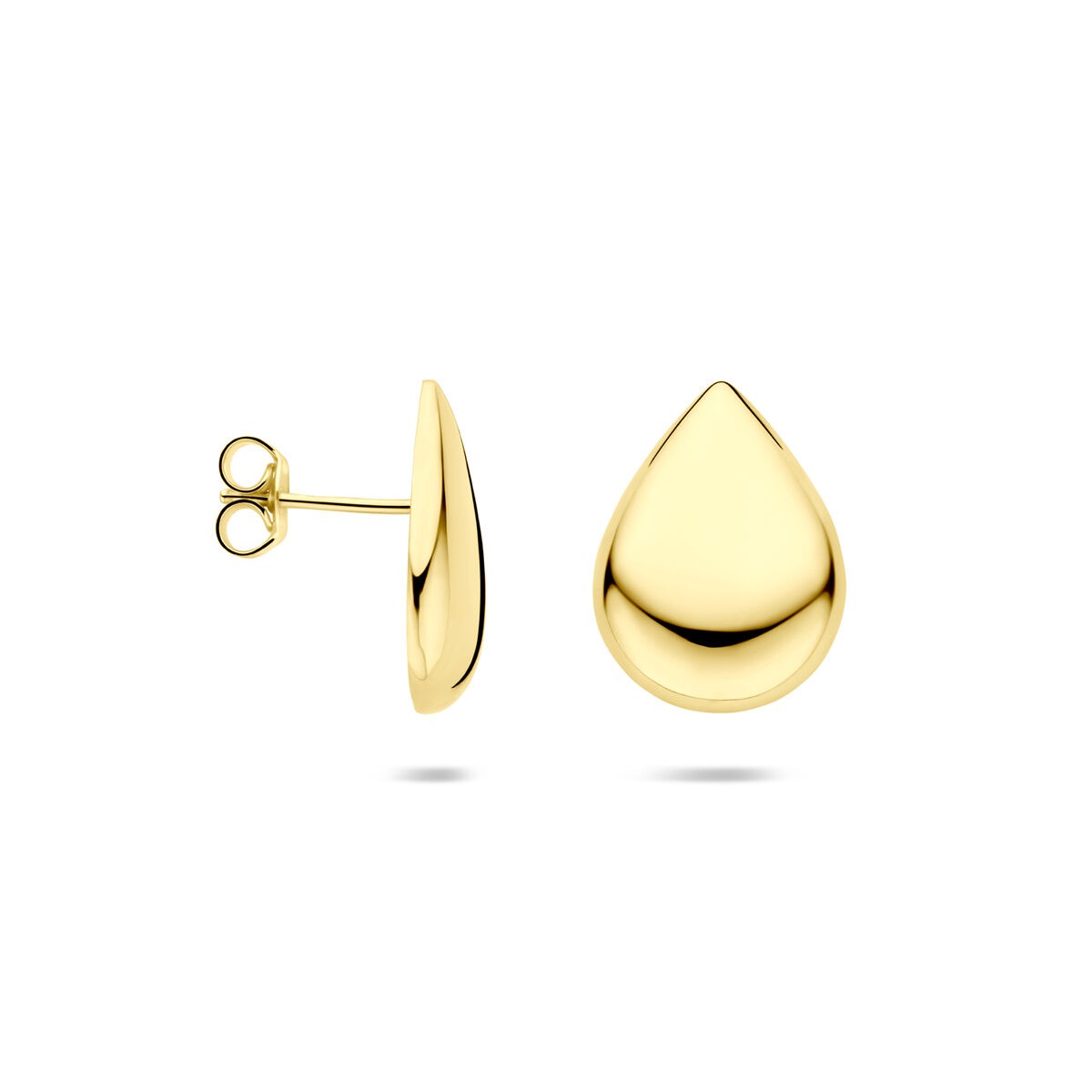 Pendientes de botón chapados en oro en forma de gota