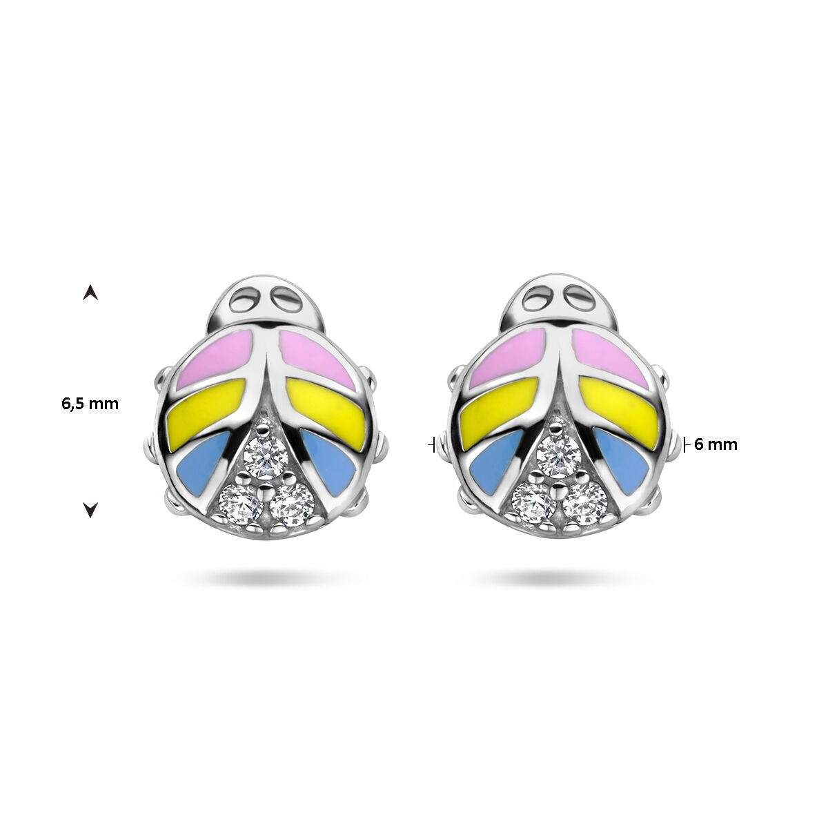 Pendientes de botón de mariquita de plata con circonitas – plata 925 rodiada