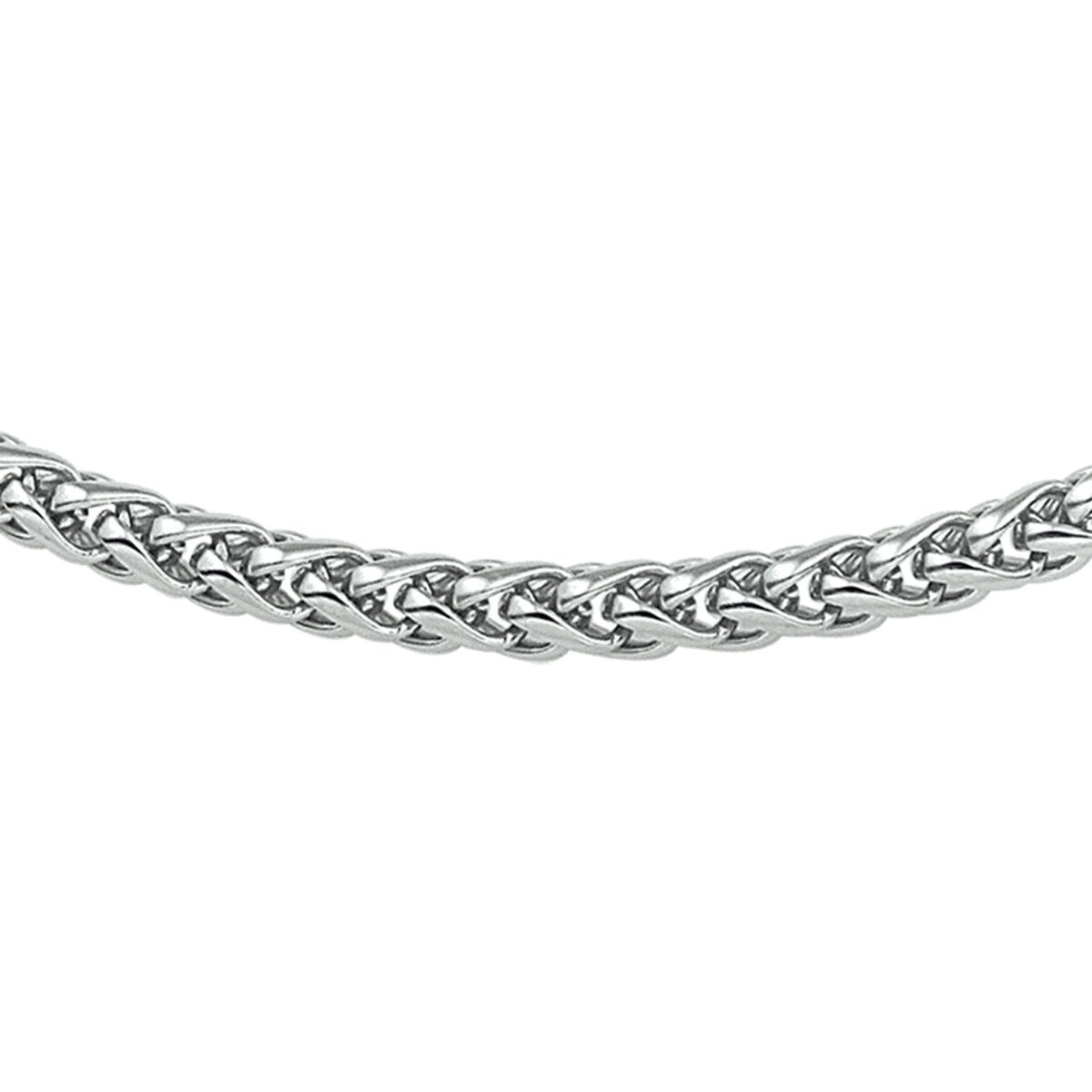 Zilverkleurige stalen ketting in vossestaartdesign met een glanzende afwerking.