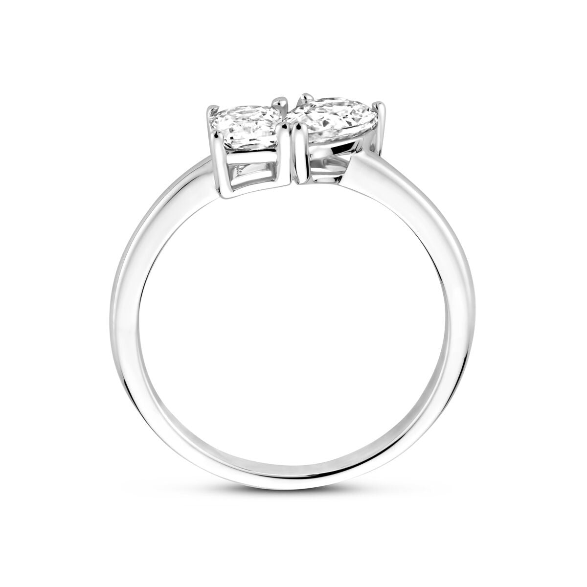 Anillo de plata rodiada toi-et-moi con zircónia baguette