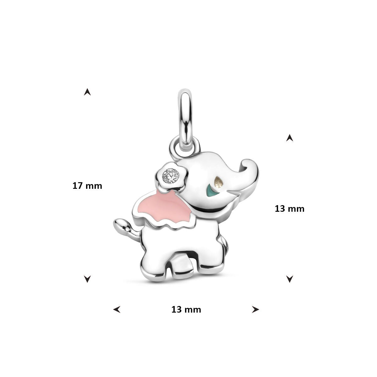 Colgante infantil de elefante en plata con circonitas – 925 rodiado