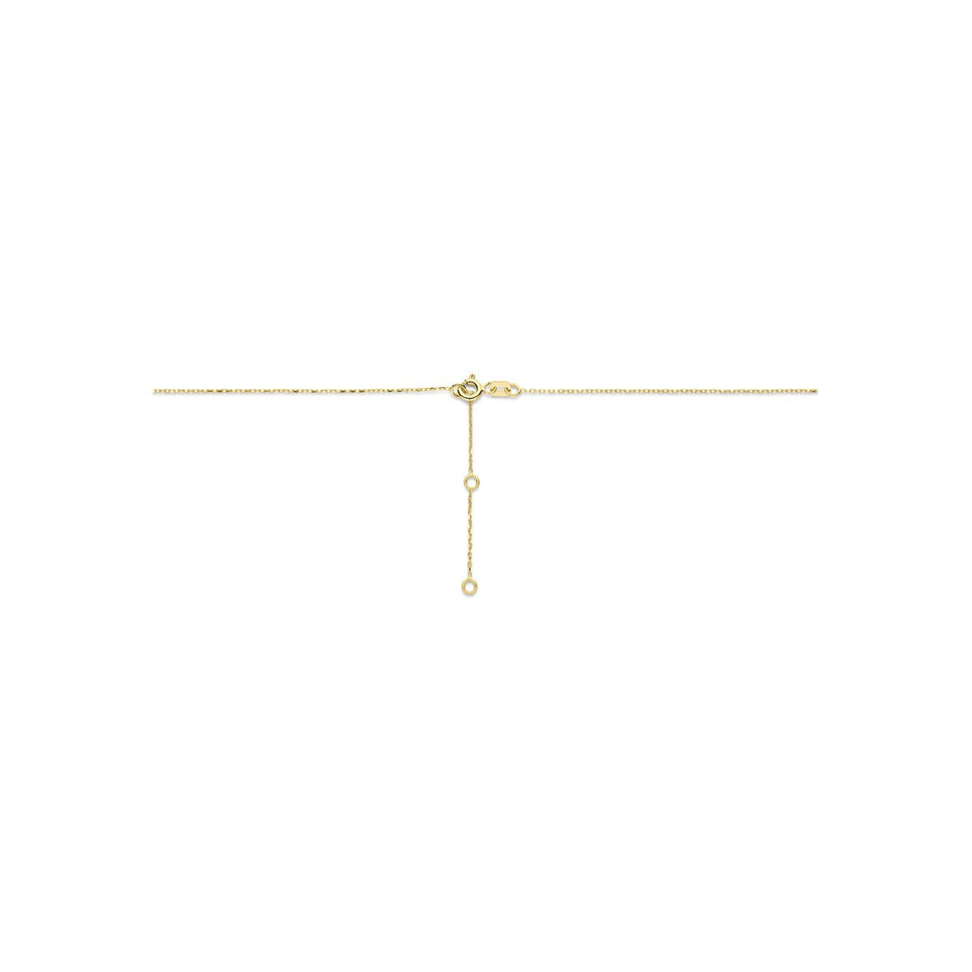 14k geelgouden ketting met parel en zirkonia