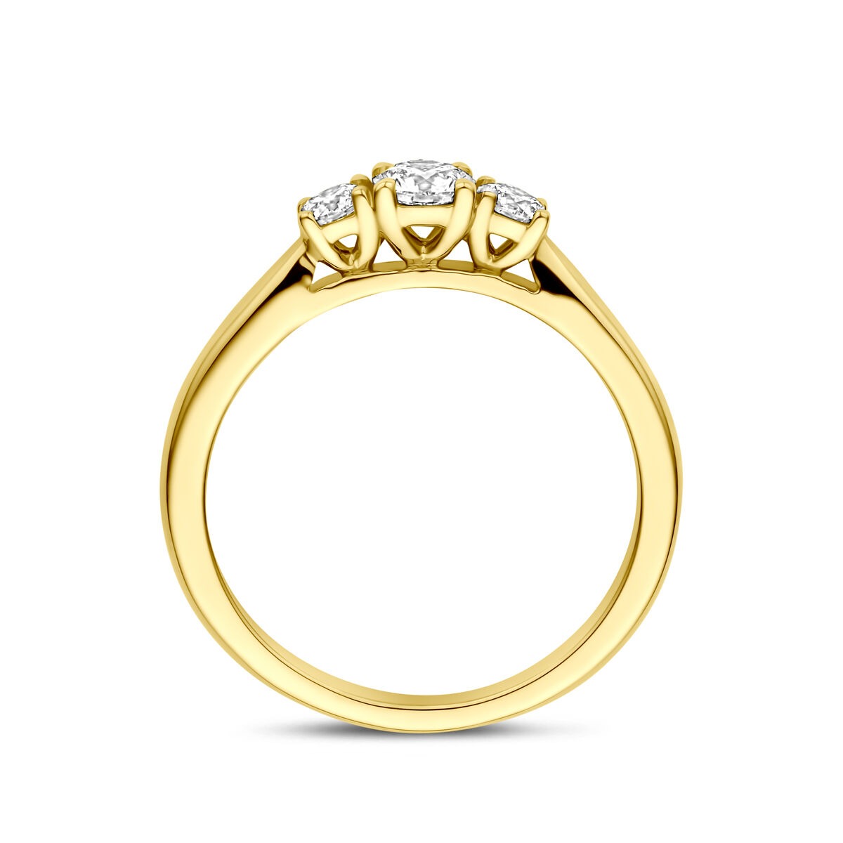Anillo de oro amarillo de 14k con diamante cultivado en laboratorio de 0.45ct