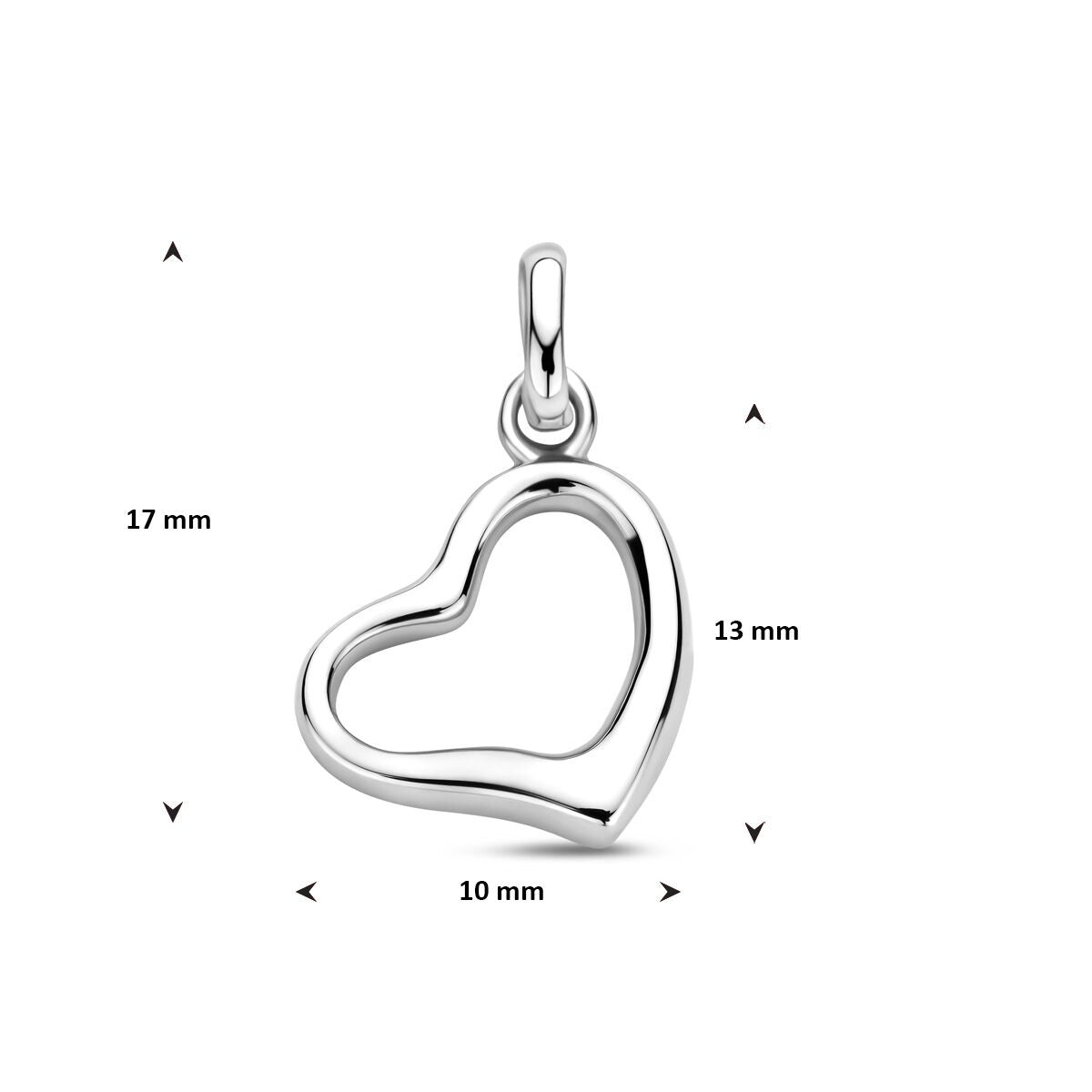 Colgante en forma de corazón de plata – rodiado 925 plata 17 mm
