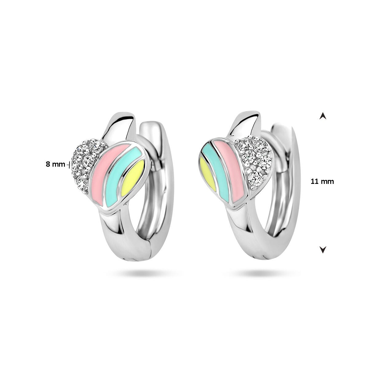 Pendientes infantiles de plata - rodiados con corazón y circonitas