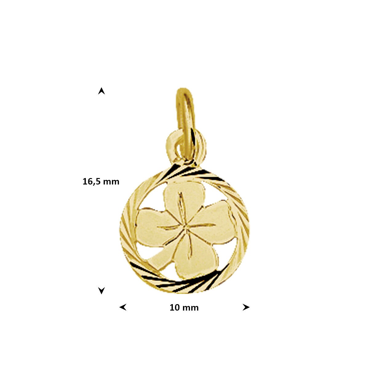 colgante de trébol de oro 9k