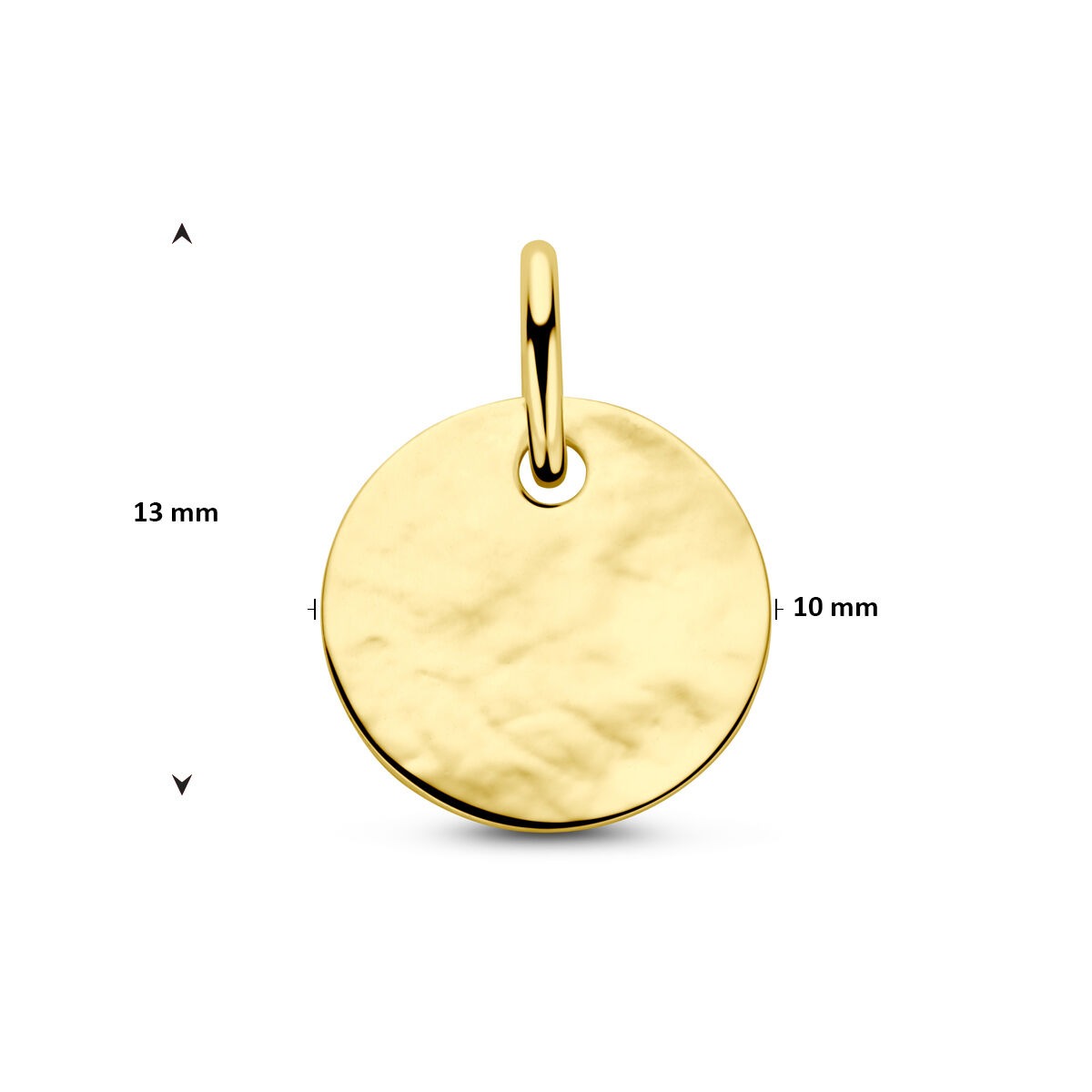 colgante redondo de grabado en oro amarillo de mujer
