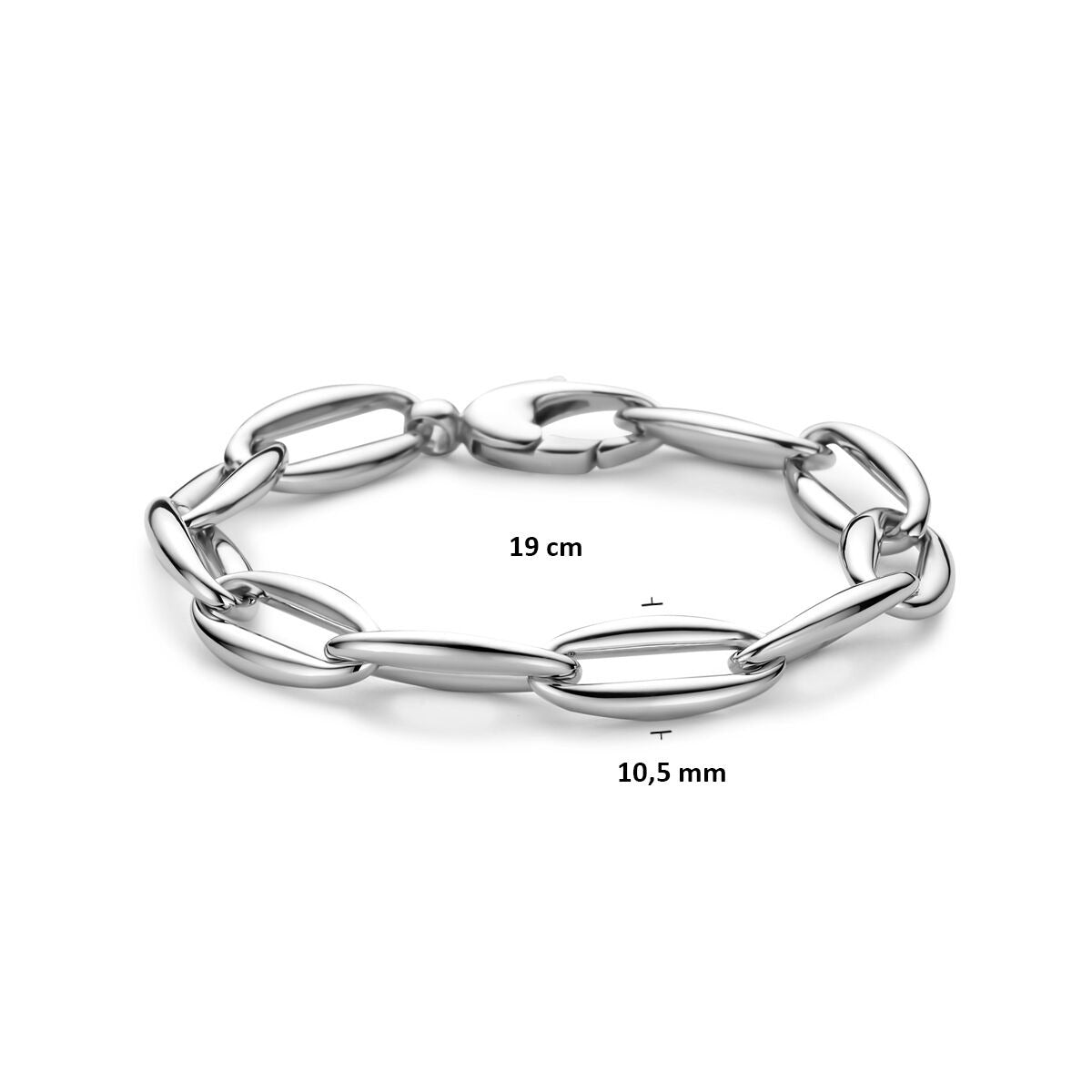 Pulsera de eslabones de plata rodiada ancla