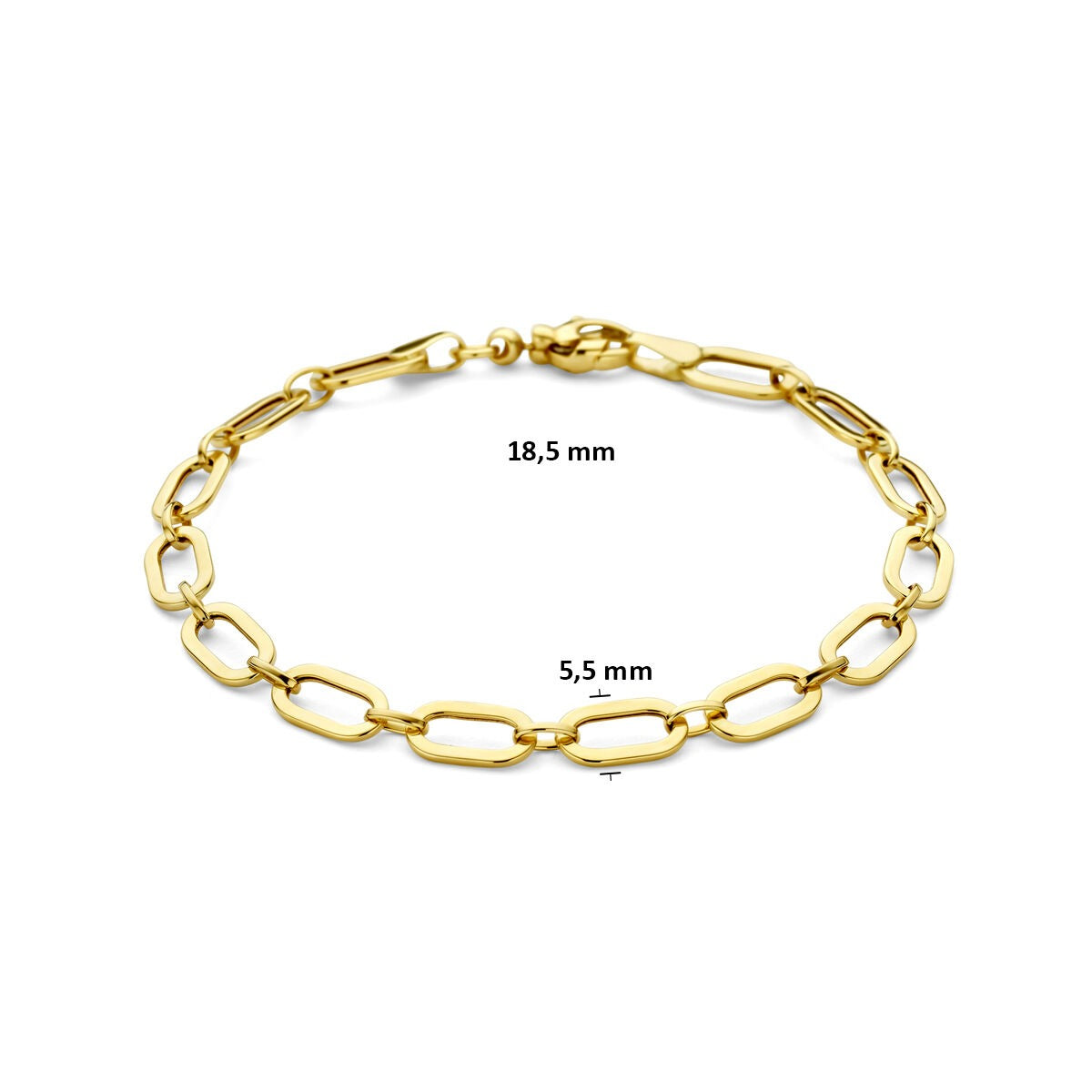Pulsera de eslabones de ancla de oro amarillo de mujer 9k