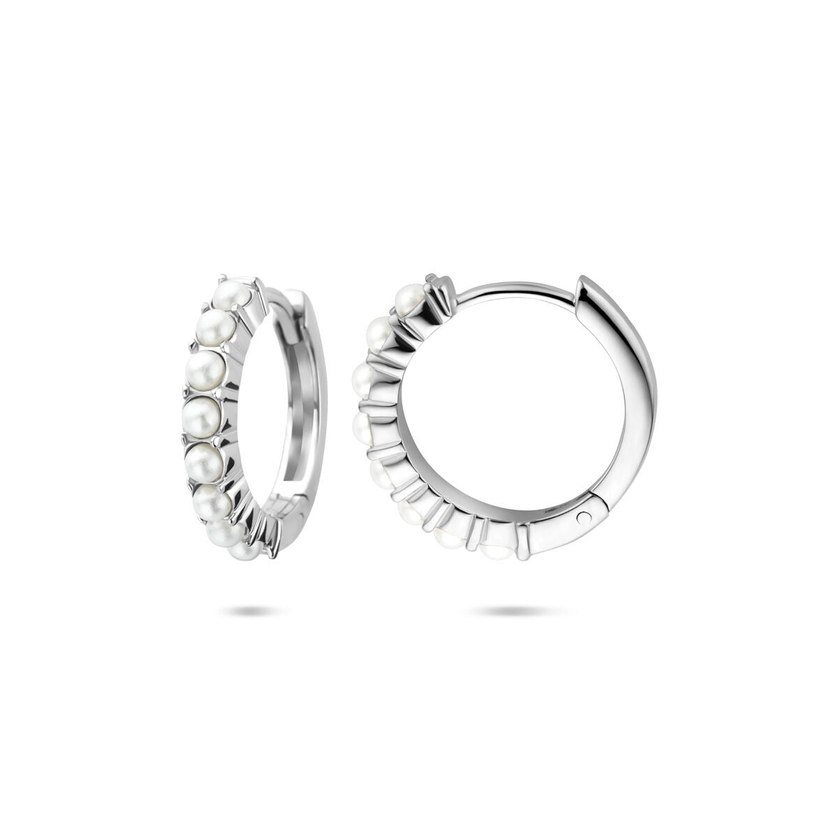 Aros de plata rodiada con perlas – 15 x 3 mm