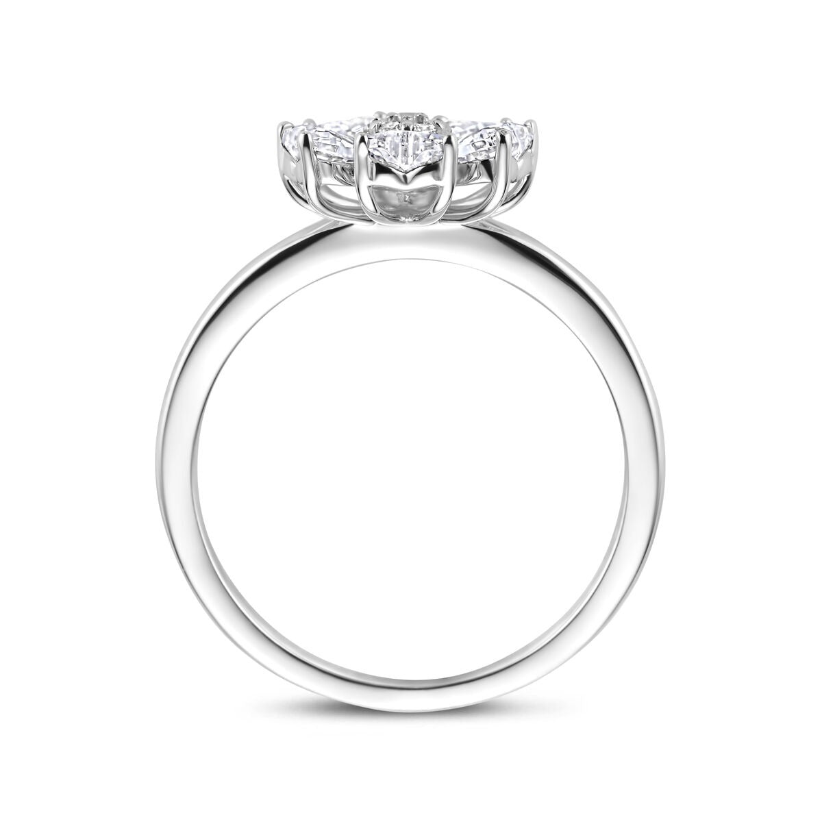 Anillo de mujer de plata rodiada con zirconia en forma de corazón – 10 x 10,5 mm