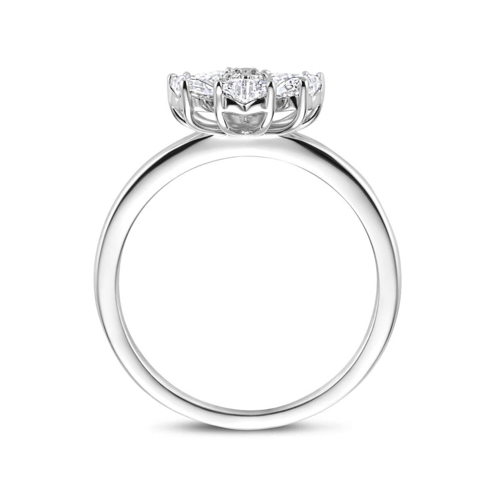 Gerhodineerd zilveren dames ring met hartvormige zirkonia – 10 x 10,5 mm