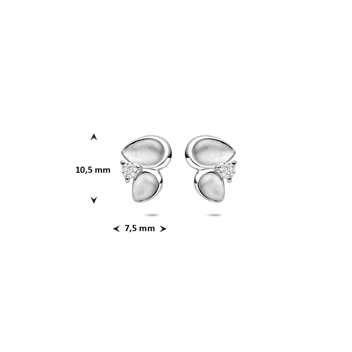 Pendientes de botón de plata rodiada con circonitas