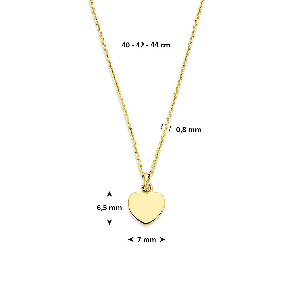 collar de oro amarillo de 14k con corazón