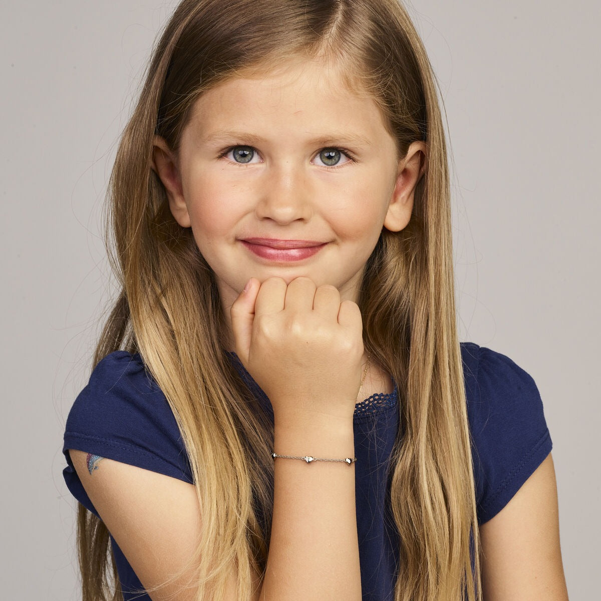 Pulsera infantil de plata con corazón – rodiada 13-16 cm