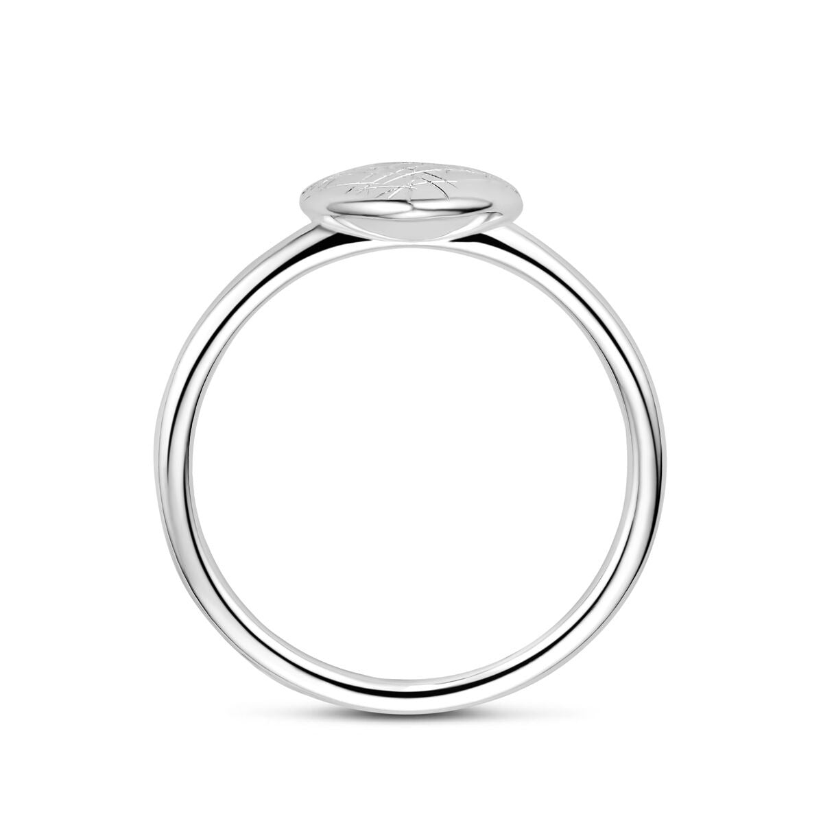 anillo corazón rayado en plata rodiada