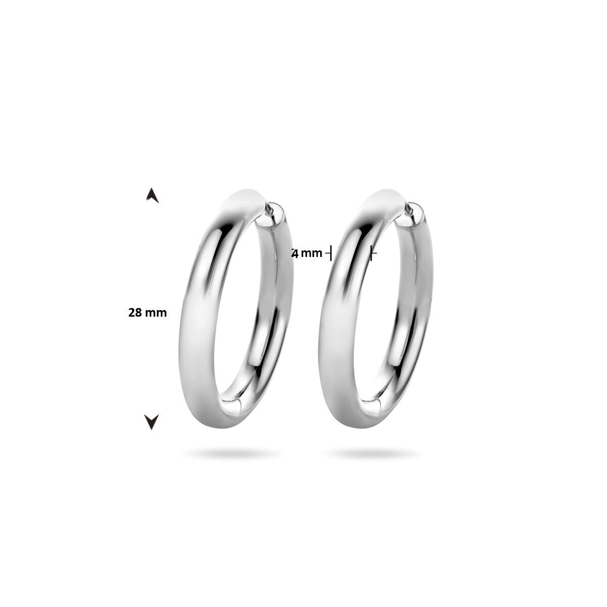Aros de mujer de plata - rodiado 925 plata 28x4 mm
