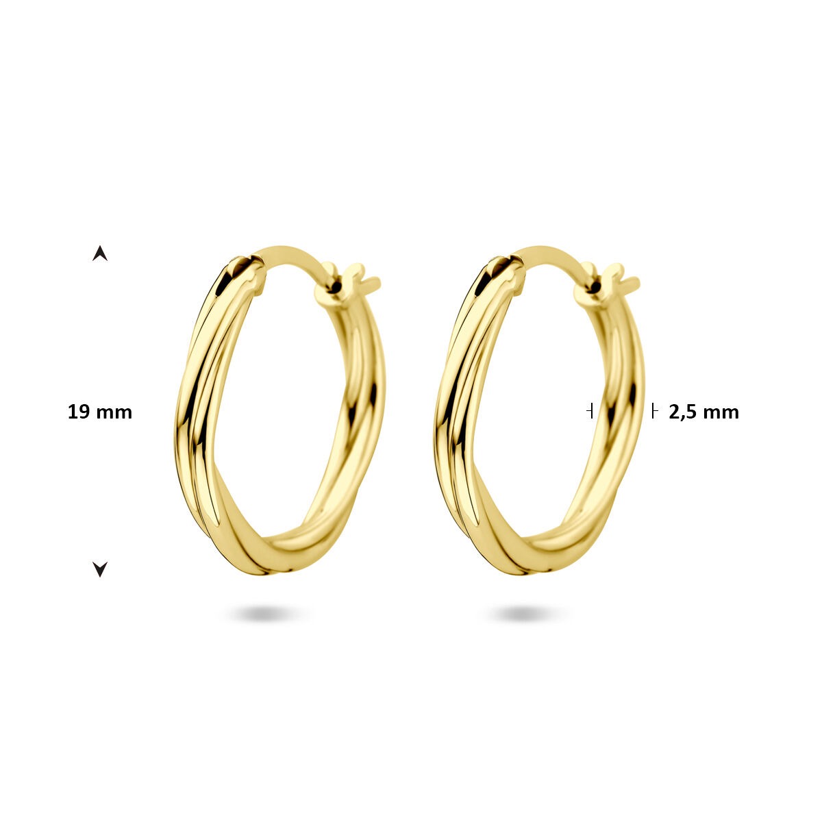 Aros chapados en oro de plata de mujer – diseño trenzado