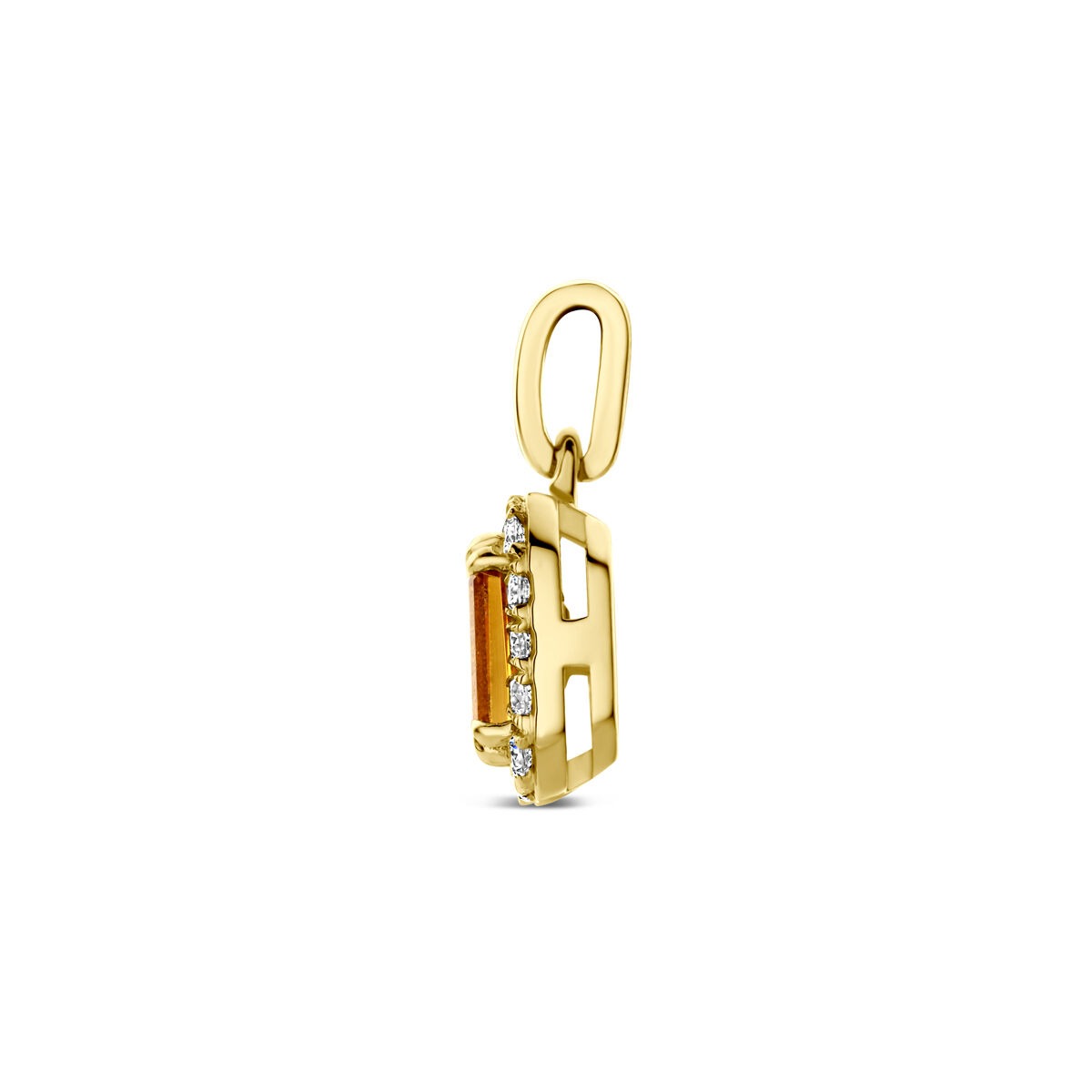 colgante de oro amarillo de 14k con citrino y diamante cultivado en laboratorio