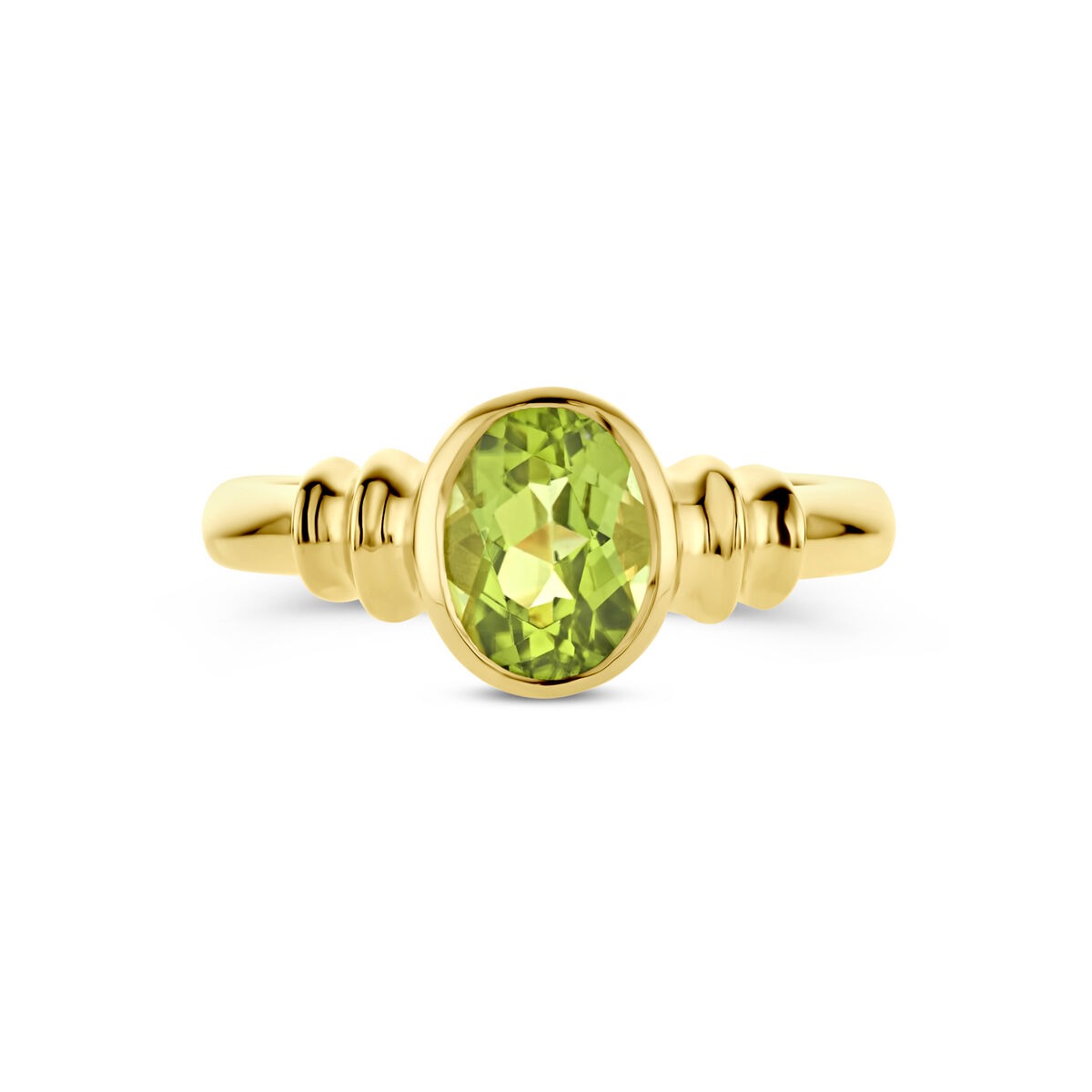 Anillo de mujer de oro – 14k con peridoto en forma ovalada