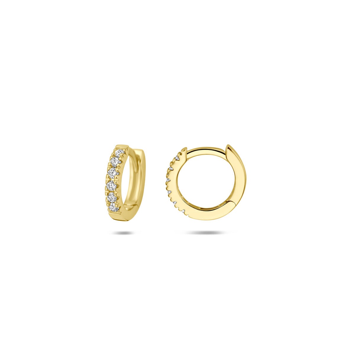 Aros de oro amarillo de 14k con diamante cultivado en laboratorio