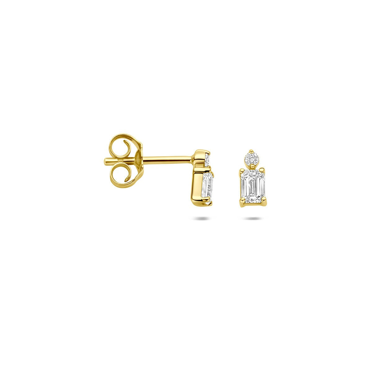 Pendientes de botón de oro amarillo con diamante cultivado en laboratorio
