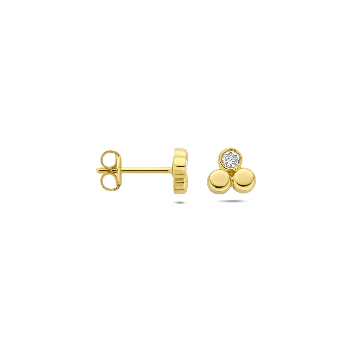pendientes de botón de oro amarillo con diamante cultivado en laboratorio 0,13 ct