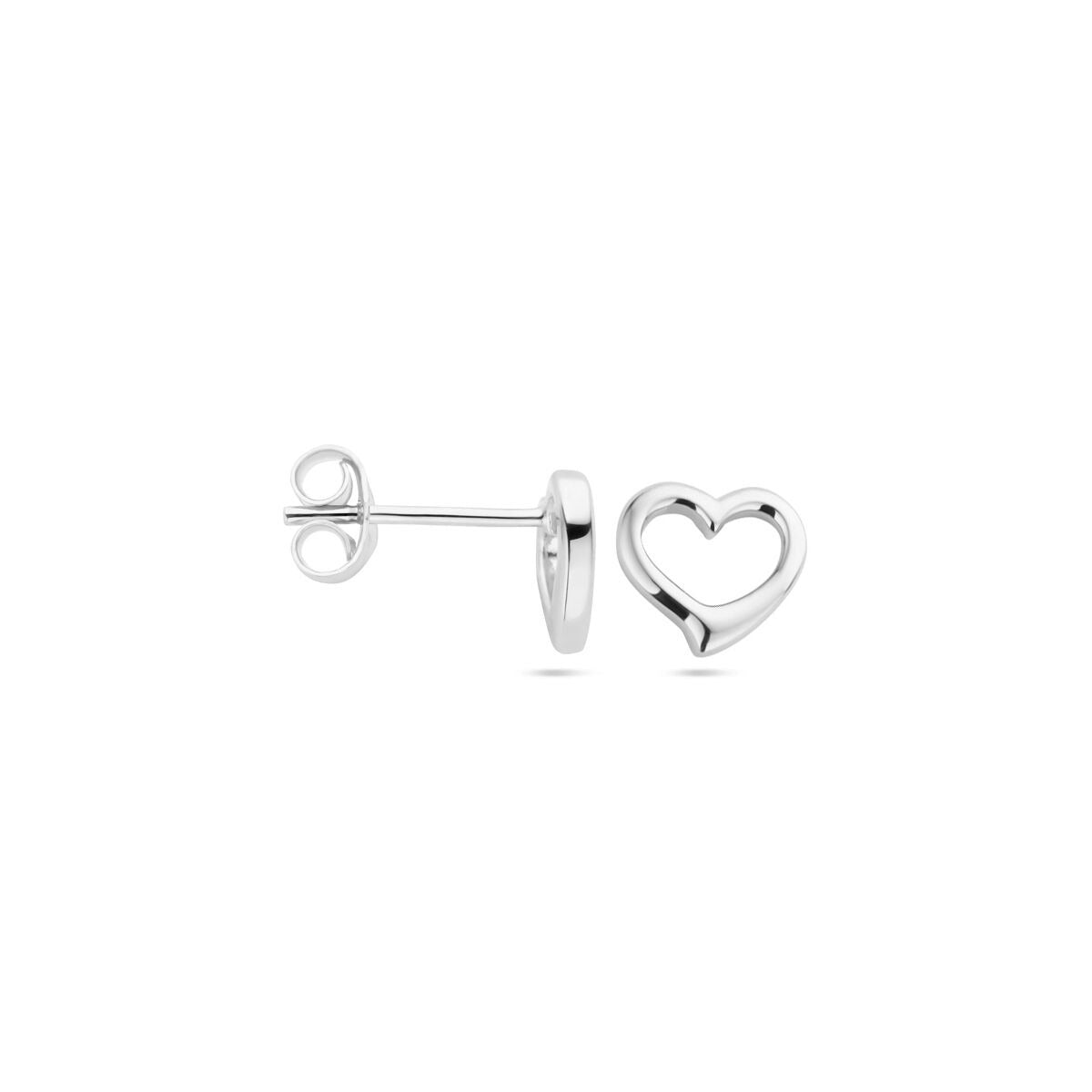 Pendientes de mujer de plata con corazón – rodiados 7.5 mm