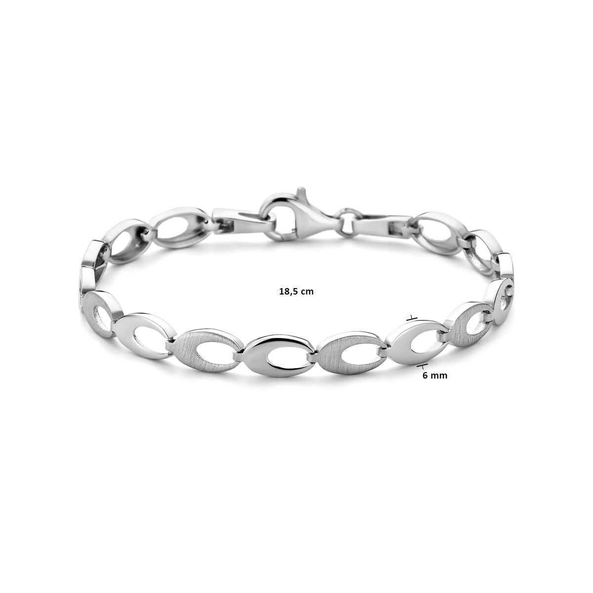 Pulsera de plata – plata 925 rodiada con eslabones de fantasía