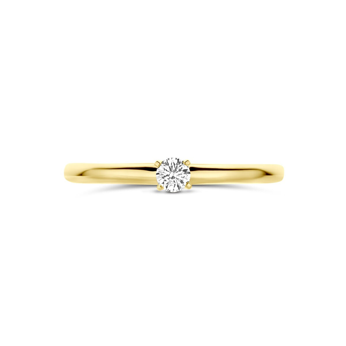 Anillo de oro amarillo de 14k con diamante cultivado en laboratorio de 0.10ct