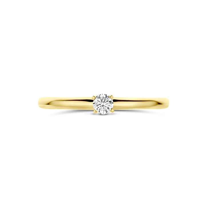 14k Geelgouden ring met 0.10ct lab grown diamant